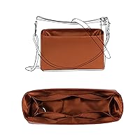 Silk Smooth Purse Organizer Insert for C.hanel Gabrielle S/M/L Bags,Bag Shapers for Luxury Handbags(L with zipper,Etoupe grey