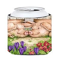Caroline's Treasures CDCO0350CC Pigs Nose to Nose by Debbie Cook Can or Bottle Hugger Cooler Washable Drink Sleeve Collapsible Beverage Insulated Holder, Can Hugger, Multicolor