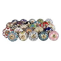 RAJRANG Multicolor Ceramic Knobs for Cabinet Dresser Drawer and Furniture Hand Painted Antique Floral Cupboard Pull Knob (Round, Pack of 25)