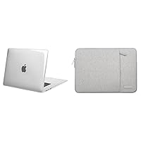 MOSISO Compatible with MacBook Air 15 inch Case 2023 Release A2941 M2 Chip, Protective Plastic Hard Shell Case Cover&Vertical Sleeve Bag with Pocket, Crystal Clear&Gray
