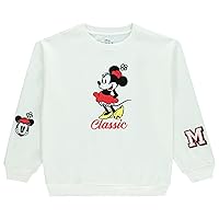 Ladies Mickey Mouse Fashion Sweatshirt Crewneck - Chenille Patch & Embroidery Sleeve - Mickey & Minnie Sweatshirt