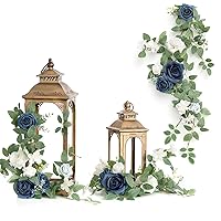 Ling's Moment Wedding Aisle Decorations 1.8ft Flower Garland Arrangement for Wedding Table Centerpieces/Floral Table Runner/Lantern Wreath Decorations(Pack of 6 pcs,Lanterns are not Included)