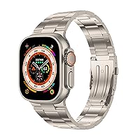 Wolait Compatible with Titanium Apple Watch Ultra 2 Band 49mm 45mm 44mm 42mm, iwatch Straps with Double Button Clasp for iWatch Ultra SE Series 9/8/7/6/5/4/3 Women Men
