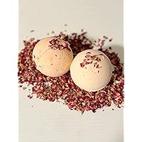 Dried Rose Petal Aroma Therapy Bath Bombs, Luxury Lavender and Coconut Scented. Bubbily and Fizzing Stress Relief, Perfect Valentines Day Gift