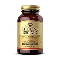 Choline 350 mg, 100 Vegetable Capsules - Supports Healthy Brain & Cellular Function - Vegan, Gluten and Dairy Free, Kosher - 100 Servings