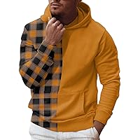 Mens Hoodie Sweatshirt Jacket Coat Male Autumn And Winter Leisure Travel Outdoor Sports Colorblock Plaid Print