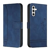 Case for Samsung Galaxy A15 5G Wallet Case Flip Notebook Phone Case with Card Slots Stand Magnetic Closure Shockproof Full Protective Cover for Galaxy A15 5G Smile Blue HXP2
