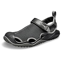 Crocs Men's Swiftwater Mesh Deck Sandals, Black, 9 Men