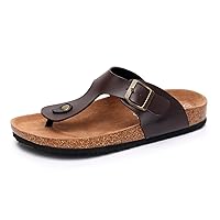 WTW Men's Cork Footbed Sandals - Slip on Beach Slide Sandals Shoes with Adjustable Metal Buckle Strap for Men