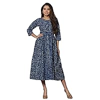 Traditional Bagru Hand Block Printed Long Dress/One Piece For Girls 3889