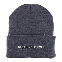 Trendy Apparel Shop Best Uncle Ever One Line Embroidered Made in USA Cuff Folded Acylic Knit Winter Beanie Hat