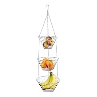 Three Tier Hanging Wire Baskets, 11 x 11 x 6.75 inches, Chrome
