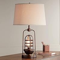 Franklin Iron Works Hobie Industrial Table Lamp with Nightlight Antique LED Edison Bulb 27.5