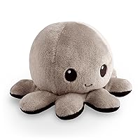 TeeTurtle - The Original Reversible Octopus Plushie - Black + Gray - Cute Sensory Fidget Stuffed Animals That Show Your Mood