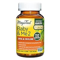 MegaFood Baby & Me 2 DHA & Choline Prenatal Support – Key nutrients DHA & Choline for Baby's Brain Development, Plant-Based DHA & Slow-Release Choline beadlets, Non-GMO - 60 Capsules (30 Servings)