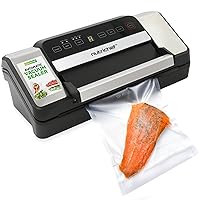 Automatic Food Vacuum Sealer with Double Sealing Function, Electric Air Sealing System for Dry, Liquid and Moist Foods, Preserve Freshness of Fruits, Vegetables and Proteins, Long Lasting Storage