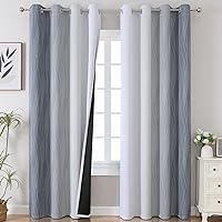 Estelar Textiler Grey and Grayish White Blackout Curtains 108 Inches Long, Thermal Insulated Drapes for Bedroom, Full Light Blocking Energy Saving Long Curtains for Living Room, 52Wx108L, 2 Panels