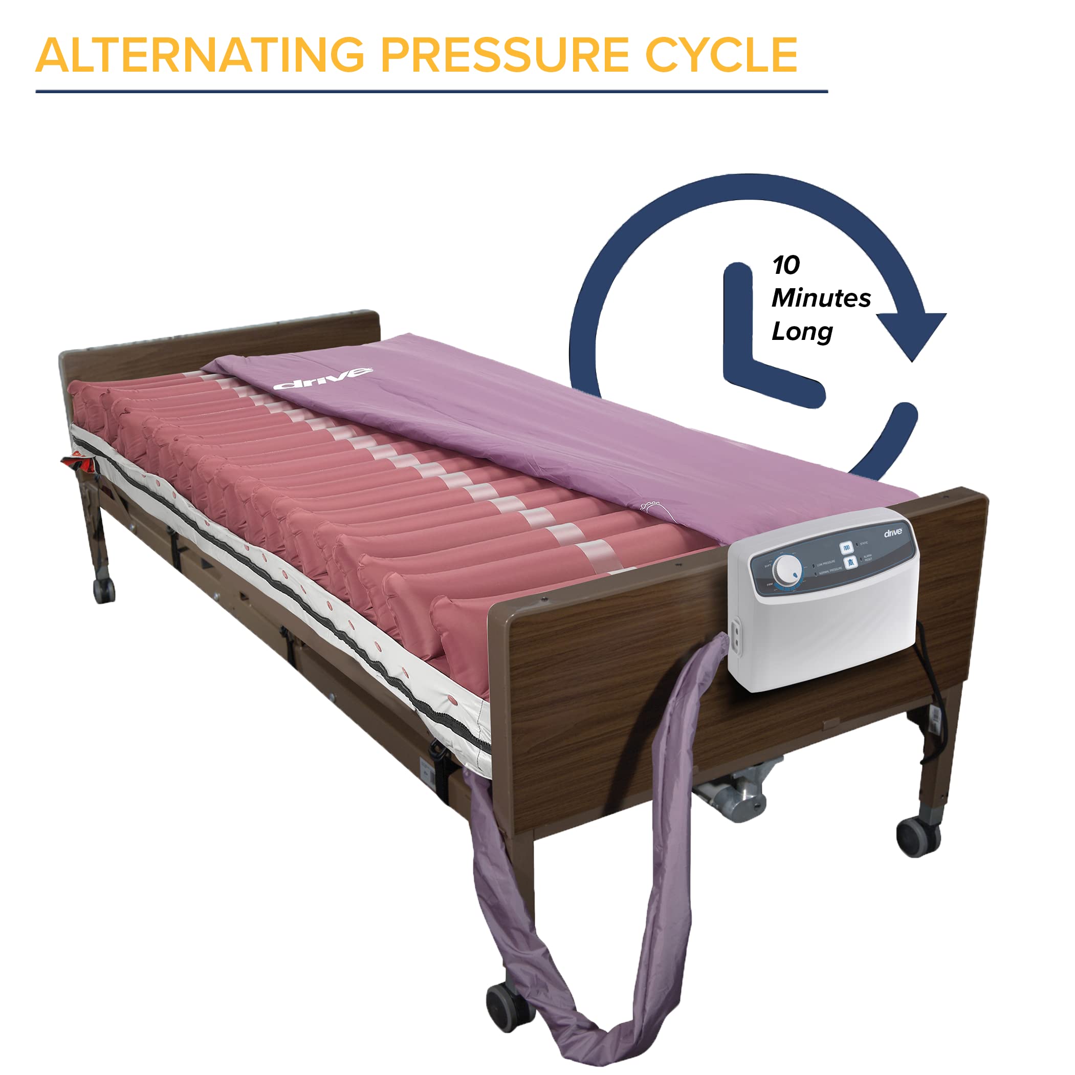 Drive Medical 14027 Med-Aire Low Air Loss Mattress Replacement System with Alternating Pressure, Dark Purple