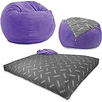 CordaRoy's Chenille Bean Bag Chair, Convertible Chair Folds from Bean Bag to Lounger, As Seen on Shark Tank, Very Peri Purple - Full Size