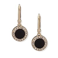DKNY Womens Colour Leverback Drop Earrings in Gold and Back with Crystal Stones, 60510263
