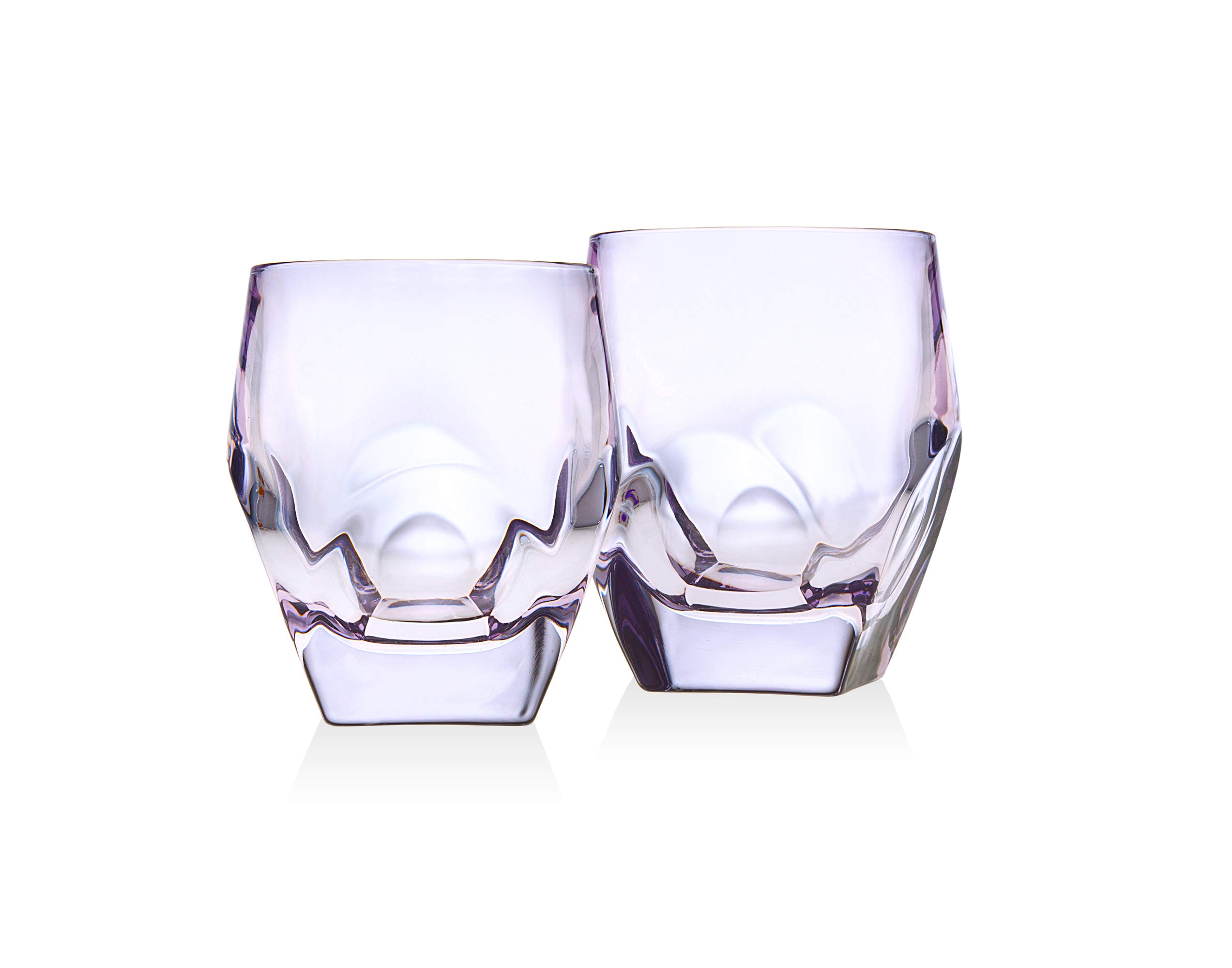 Double Old Fashioned Beverage Glass Cup Stockholm by Godinger – Amethyst – Set of 2