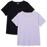 Amazon Essentials Women's Classic-Fit 100% Cotton Short-Sleeve Crewneck T-Shirt (Available in Plus Size), Pack of 2