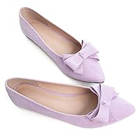 SAILING LU Bow-Knot Ballet Flats for Women Pointed Toe Crystals Shoes Comfort Light Weight Loafers