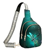 Dragonfly Sling Bag for Women Leather CrossBody Bags Travel Sling Backpack with Adjustable Strap for Running Hiking