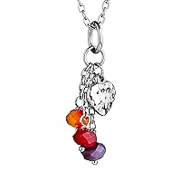ELYA Jewelry Womens Stainless Steel Heart Drop Bead Pendant Necklace