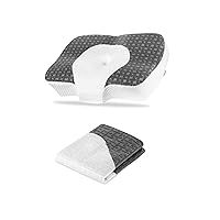 Elviros Cervical Neck Pillow, Contour Memory Foam Pillow with Additional Pillowcase for Replace (Dark Grey)