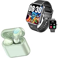 TOZO S4 AcuFit One Smartwatch 1.78-Inch Call/Receive Fitness Tracker Black + T6 Wireless in-Ear Bluetooth 5.3 Headset Green