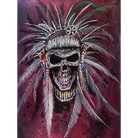 Canvas 'Spirit Chief' Indian Skull Painting Gallery Wrapped Wall Decor by Ed Capeau (12x16)