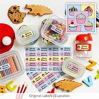 Original Labels, 40 Durable Personalized Name Labels & Tags for School Supplies, Camp Gear, Water Bottles, and Food Containers (Cupcakes)