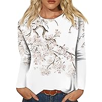 DIYIOUZHOU Women Fall Shirts, Soft Tops Womens Plus Size Long Sleeve Autumn Party Casua Polyester Printed Neck Pullovers Womens