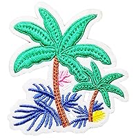 Coconut Palm Tree Summer Beach Sea Ocean Island Cartoon Children Kid Patch Clothes Bag T-Shirt Jeans Biker Badge Applique Iron on/Sew On Patch