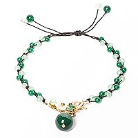 Conscious Items Financial Success Anklet - Jade Bracelet Anklet for Woman - Jade, Agate & Pearl - Jade Jewelry, One size, Crystal, Jade