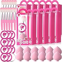 Moinchore 48 Pcs Hot Pink Princess Gift Boxes Set Include 12 Pink Girls Party Favor Boxes Pink Doll Gift Boxes 12 Pink Makeup Mirror 12 Makeup Sponge and 12 Makeup Brush for Girls Birthday Theme Party