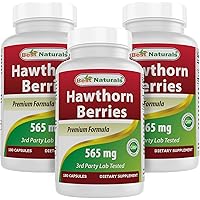 Best Naturals Hawthorn Berry 565 mg 180 Capsules (180 Count (Pack of 3))