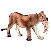 African Jungle Animals Lioness Carries Her Cub in Her Mouth Toy Figure Realistic Plastic Figurine Height 2.5-inch