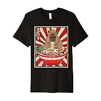 Kawaii bird Capybara Eating Ramen Noodles Anime Japanese Premium T-Shirt
