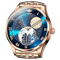 OUPINKE Automatic Watches for Men Starry Sky Self-Winding Mechanical Stainless Steel Male Watch Luxury Waterproof Stylish Men's Watches