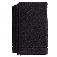 Cotton Fingertip Towels Set Black - 4 Pack - 11 x 18 Inches Decorative Small Extra-Absorbent and Soft Terry Towel for Bathroom - Powder Room, Guest and Housewarming Gift (Black)