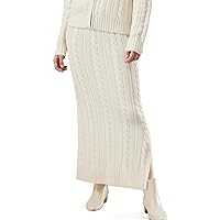 LilySilk Wool Cashmere Blend Knit Maxi Skirt Super Soft Cozy Elegant Pencil Side Slit Skirt