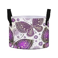 Purple Butterfly Flowers Grow Bags 3 Gallon Fabric Pots with Handles Heavy Duty Pots for Plants Thickened Nonwoven Aeration Plant Grow Bag for Fruits Flowers Garden Potato Tomato
