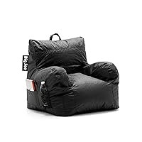 Big Joe Dorm Bean Bag Chair with Drink Holder and Pocket, Black Smartmax, Durable Polyester Nylon Blend, 3 feet