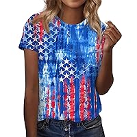 American Flag Shirt Women Patriotic 4th of July Graphic Summer Plus Size Tee Shirts Star Stripes Tops