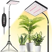 2024 LBW New Grow Light with Stand for Indoor Plants, 214 LEDs Full Spectrum Standing Plant Light, Floor Grow Lamp with 4/8/12H Timer, 6 Brightness Levels, 75
