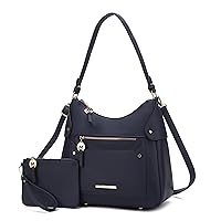 MKF Collection Shoulder Bag for Women & Wristlet Pouch, Vegan Leather Handbag Set Top-Handle Tote Handbag Purse