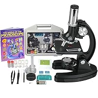 AmScope - 120X-1200X Kids 52 pc Microscope Science Kit + World of The Microscope Book - M30-ABS-KT2-WM - Black