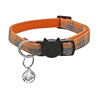 MJIYA Stylish Plaid Cat Collars with Bells - Adjustable Breakaway Kitten Collar (8-12 Inches) - Cute Collar for Girls and Boys - Perfect Pet Gift and Accessory (6 Colors, M) (Orange, 1 Pack)